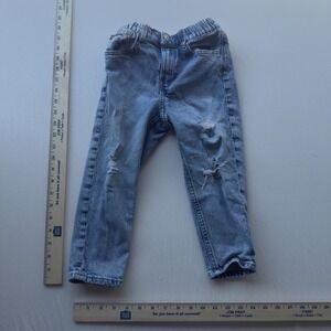H&M Kids Jeans 4T Blue Loose Fit Garter Distressed Elastic Waist Streetwear